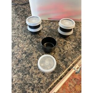 Tupperware Midgets 1oz Containers Set of 5 Black with Clear Seals